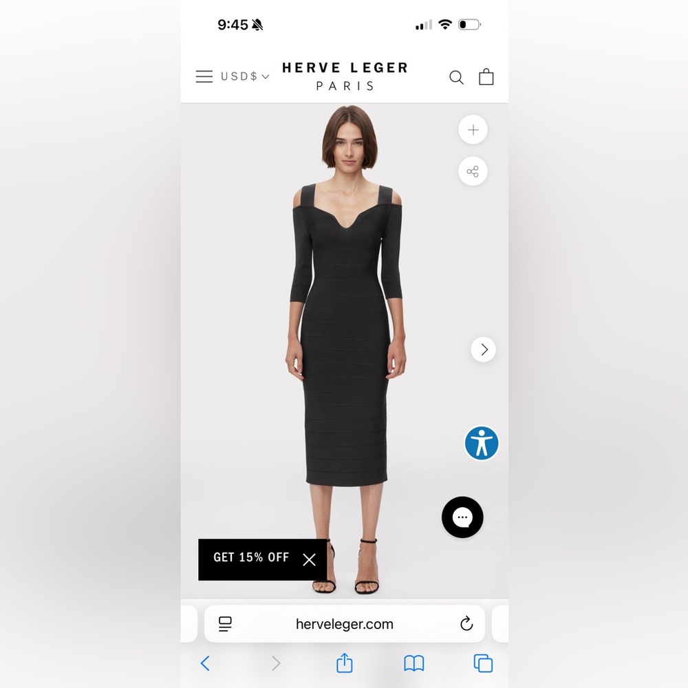 Herve Leger Elegant Black Long Sleeve Dress